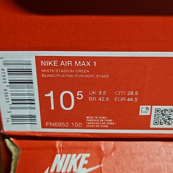 Nike Air Max 1 White Stadium Green Black Mens Shoe Sneaker FN6952-100 - Picture 12 of 12